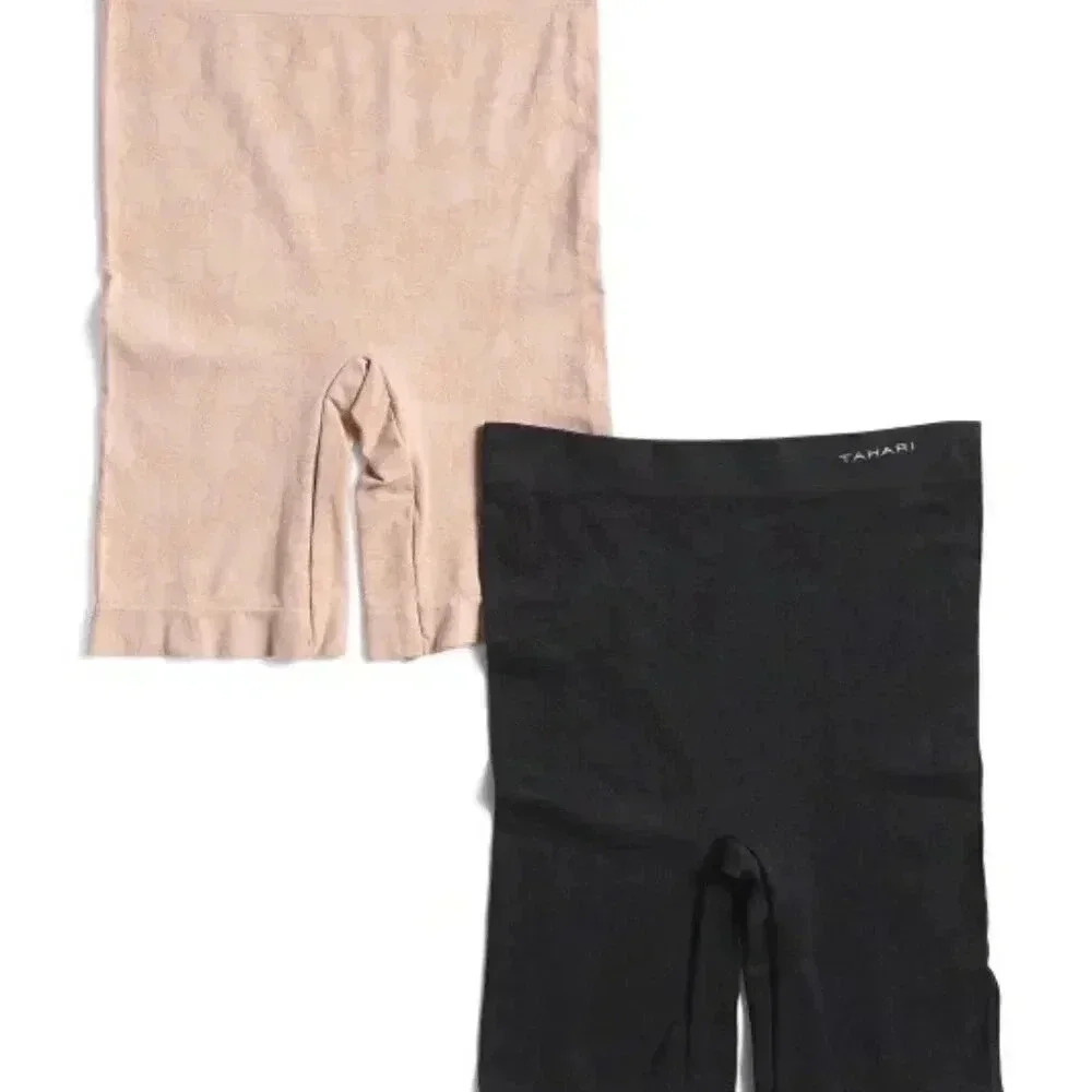 2pack Seamless Shapewear Thigh Slimmers (Color: Black-Nudel)